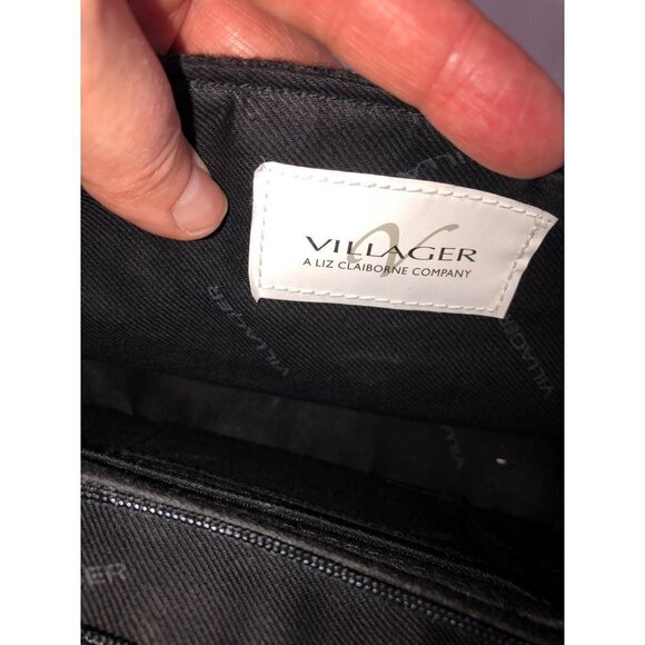 Handbag Gray Textured Leaves Fabric Shoulder Bag Purse Fall Felted Liz Claiborne - Picture 12 of 12